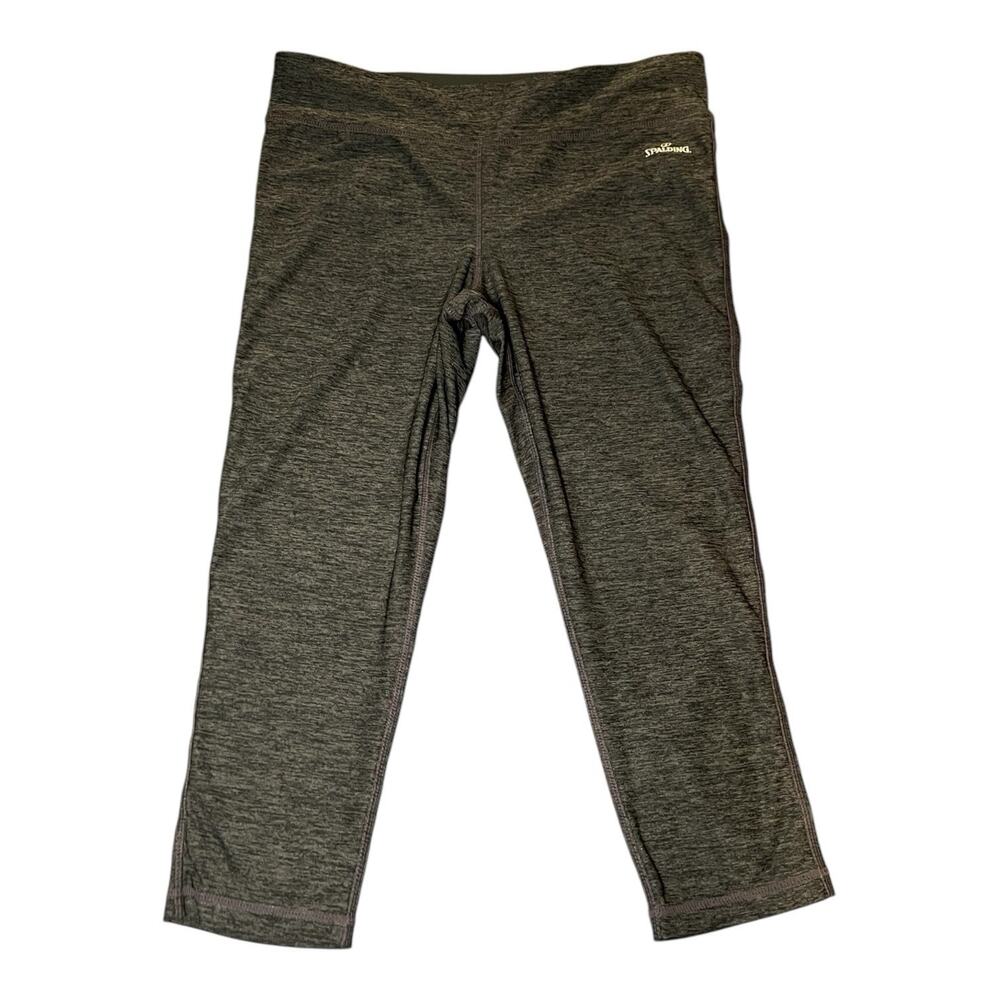 Spalding Women's Black Gray Activewear Workout Training Speed-Dri Leggings Large